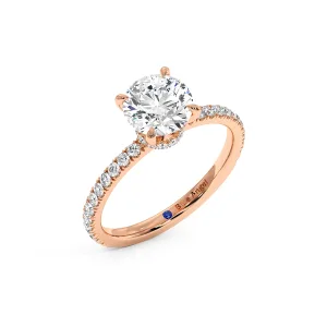 Round Hidden Halo Engagement Ring - Rose Gold