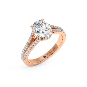 Oval Diamond 2 Row Split Shank Halo Engagement Ring - Rose Gold