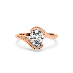 Oval Diamond Swirl Halo Engagement Ring - Rose Gold