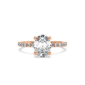 Oval Hidden Halo Engagement Ring - Rose Gold