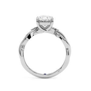 Oval Diamond Halo Engagement Stylish Ring - White Gold