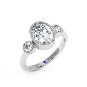 Oval With Round Trilogy Ring - White Gold