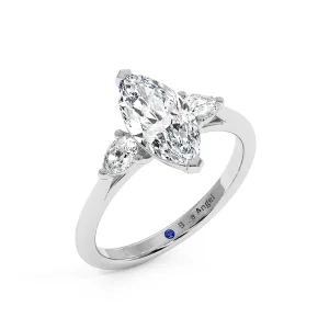 Marquise With Pear Halo Engagement Ring - White Gold