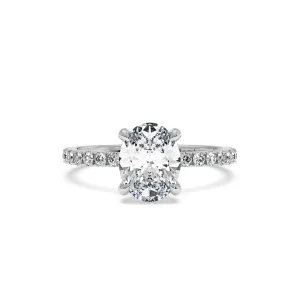 Oval Hidden Halo Engagement Ring - White Gold