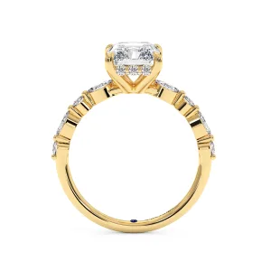 Radiant Diamond Halo Engagement Ring - Yellow Gold