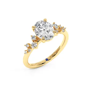 Oval With Round Halo Engagement Ring - Yellow Gold
