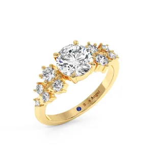 Round Hidden Halo Engagement Ring - Yellow Gold